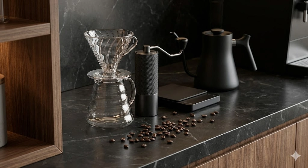 Equipamentos para café manual. Kit barista iniciante